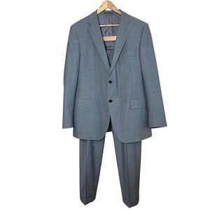Sarar Suit Mens 46R Gray Blue Pinstripe 2 Button Loro Piana 100% Merino Wool